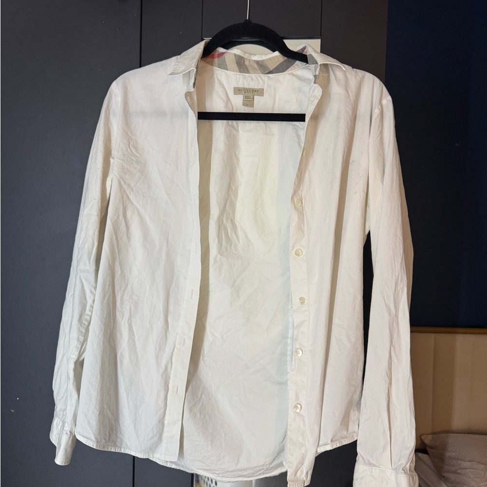 Burberry White Shirt with Check Collar